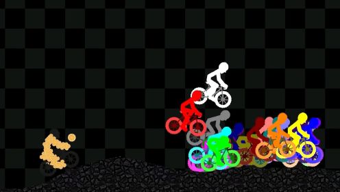 彩色卡通人自行车大赛，谁会到达终点？
