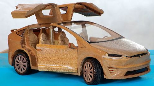 手工大神精心雕琢：特斯拉Model X木制车模，木工ASMR带来绝妙体验！
