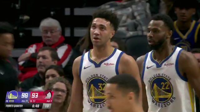 NBA常规赛：勇士vs开拓者第4节中文解说回放