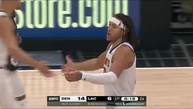 NBA常规赛：掘金vs快船第1节中文解说回放