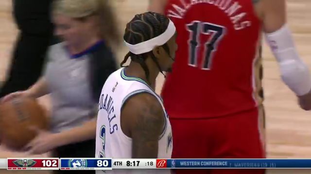 NBA常规赛：鹈鹕vs森林狼第4节英文原声回放