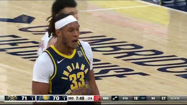 NBA常规赛：掘金vs步行者第3节英文原声回放