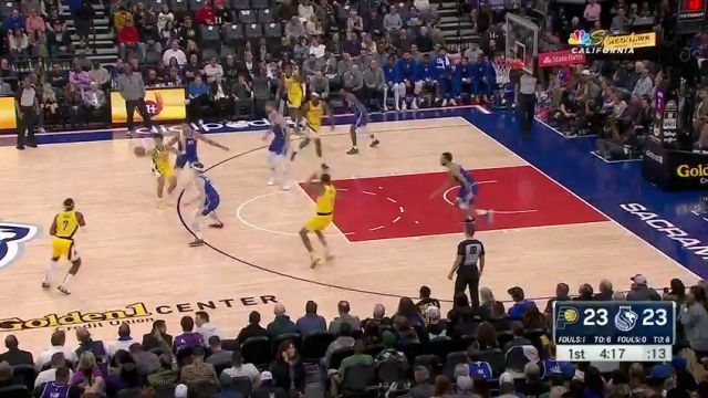 NBA常规赛：步行者vs国王第1节中文解说回放