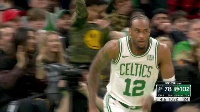 马刺vs凯尔特人五佳球 布朗穿裆助攻布里塞特 文班转身暴起强势隔扣