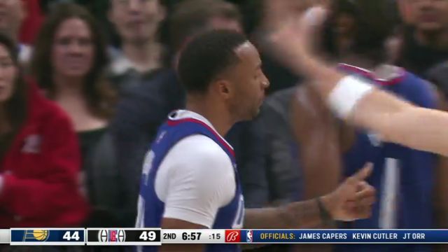 NBA常规赛：步行者vs快船第2节英文原声回放