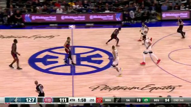NBA常规赛：森林狼vs活塞第4节英文解说回放