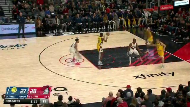 步行者vs开拓者第1节英文原声回放