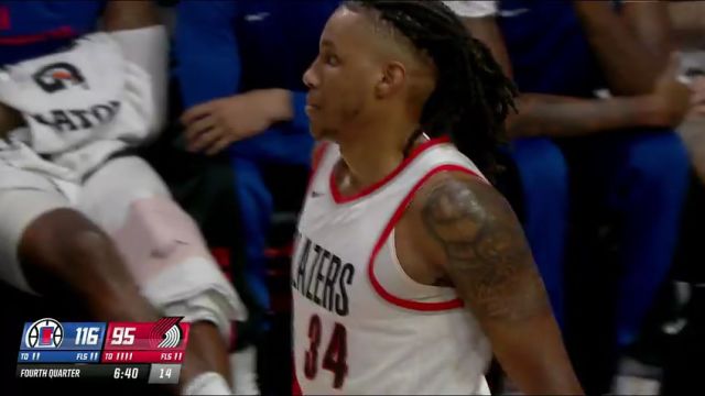 NBA常规赛：快船vs开拓者英文原声全场回放