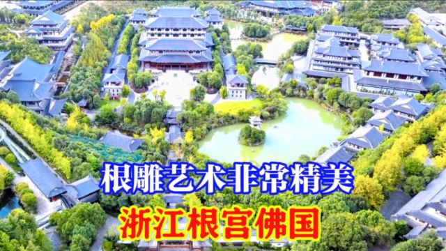 浙江根宫佛国景区,天然树根变身精美根雕艺术品,真是大开眼界