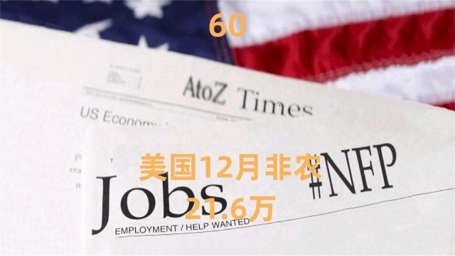 美国12月非农就业增加21.6万,失业率3.7%不变