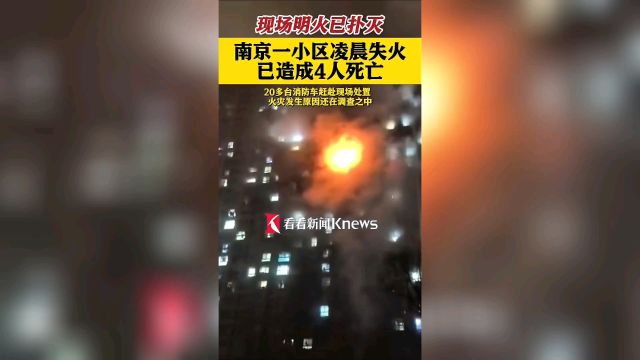 南京一小区凌晨失火 已造成4人死亡  今日头条 