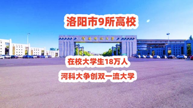 洛阳市9所高校,在校大学生18万人,河科大争创双一流大学