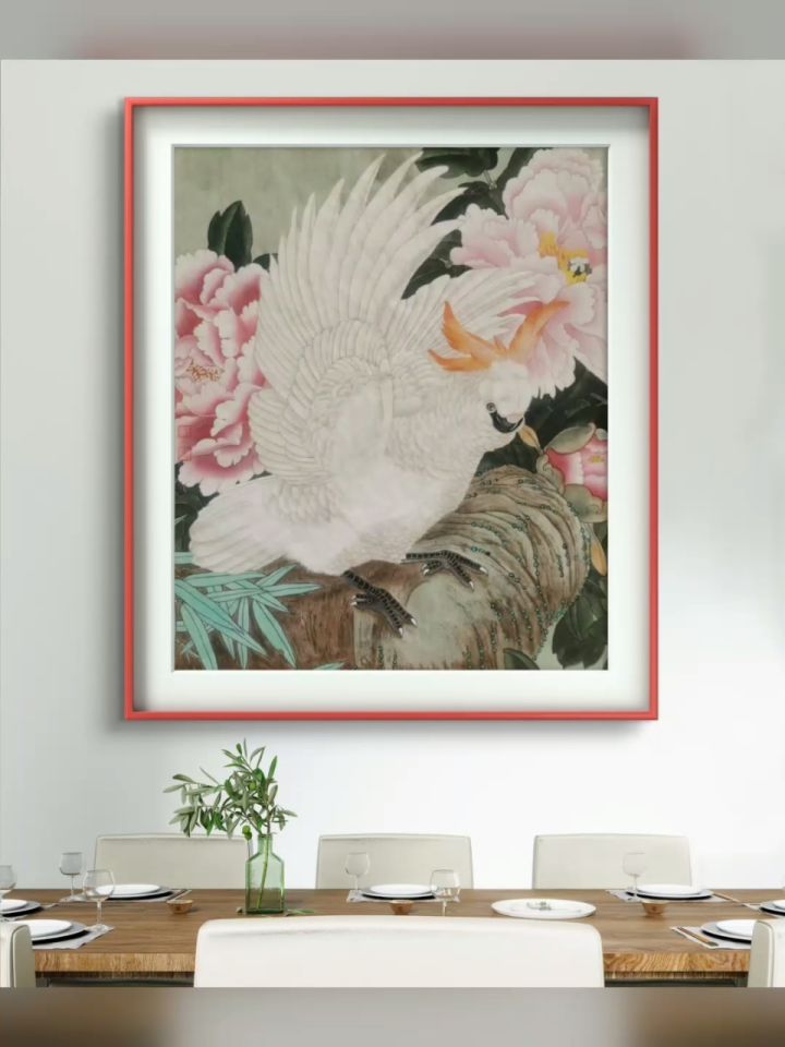 著名书画艺术家郭志坚老师作品:一幅工笔花鸟《富贵鹦鹉》 67