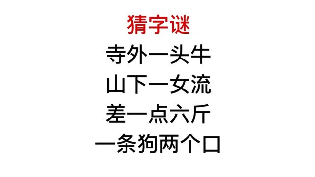 公务员猜字谜,差一点六斤,一条狗两个口