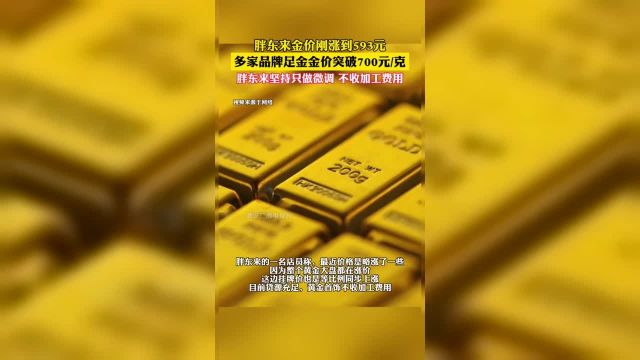 多家品牌的足金金价皆突破700元克大关创历史新高胖东来金价刚涨到593元坚持只做微调不收加工费用