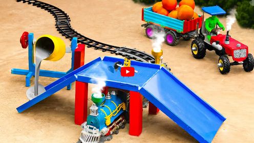 DIY拖拉机，制作火车迷你桥,DIY迷你混凝土搅拌车