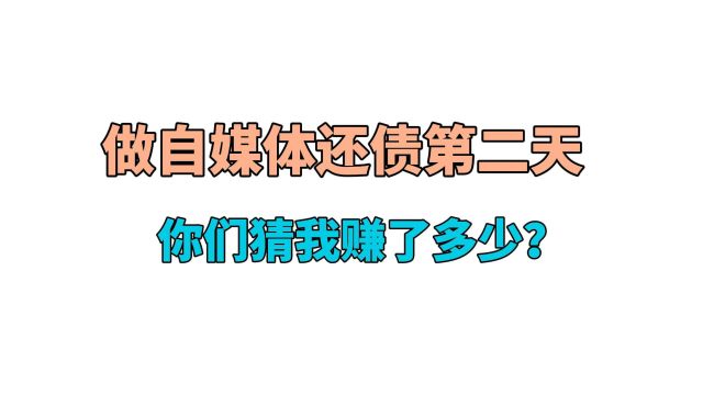 负债50W,做自媒体还债第二天,你们猜我赚了多少?