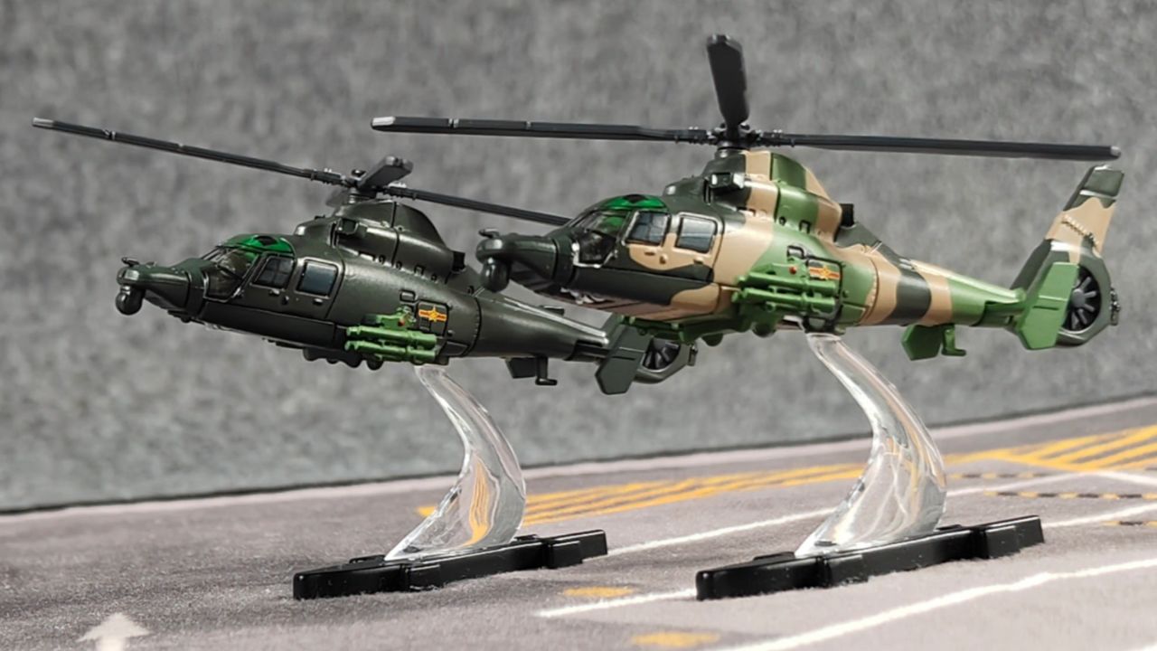 拓意xcartoys 1/170 合金飞机模型 直-9wa 直升机 三色条纹/单色迷彩