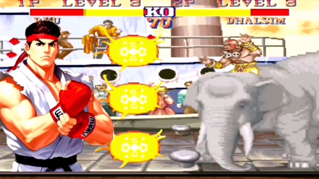 街机街霸白人隆对决大象阿三