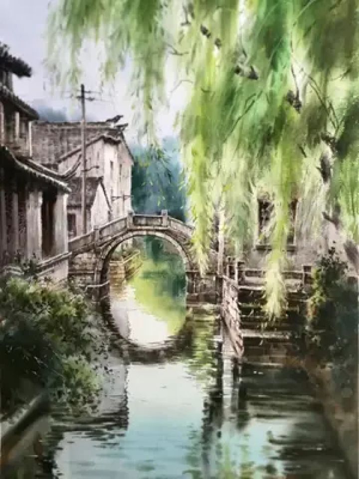 画1000张之511张#江南水乡美如画 #治愈系风景 #风景画 #风景写生