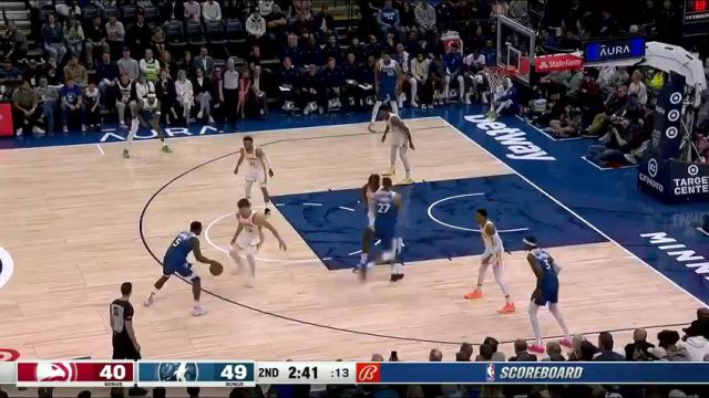 NBA常规赛：老鹰vs森林狼第2节英文原声回放