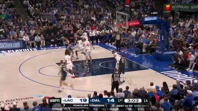 NBA季后赛：快船vs独行侠第1节英文原声回放
