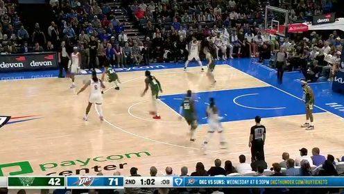 《俄克拉荷马雷霆》NBA常规赛：雄鹿vs雷霆第2节英文原声回放