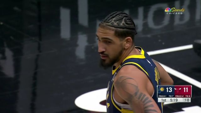NBA常规赛：步行者vs公牛第1节英文原声回放