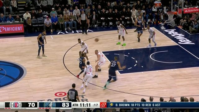 鲍维尔vs森林狼集锦 板凳匪徒飚中六记三分拿下24分