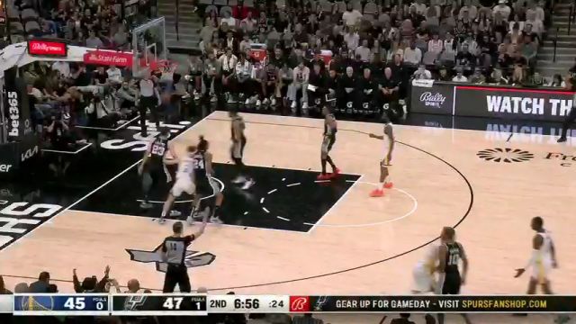 NBA常规赛：勇士vs马刺第2节中文解说回放