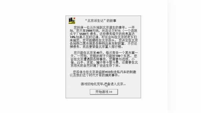 2001年老游戏《北京浮生记》:黑心倒爷资本家模拟器