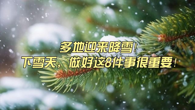 多地迎来降雪!下雪天,做好这8件事很重要!