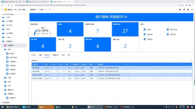 Y6.17医疗器械生产质量管理质量目标的闭环医疗器械进销存管理系统