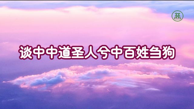 27【谈中中道圣人兮中百姓刍狗】《山林子谈自然道德中中禅系列组诗》鹤清工作室