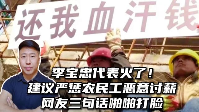 李宝忠代表火了!建议严惩农民工恶意讨薪,网友三句话啪啪打脸!