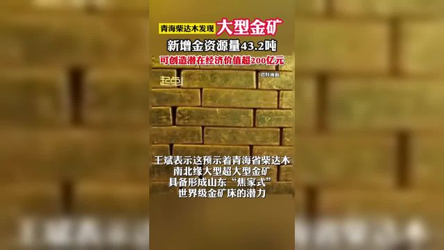 青海柴达木发现大型金矿,可创造潜在经济价值超200亿元.2