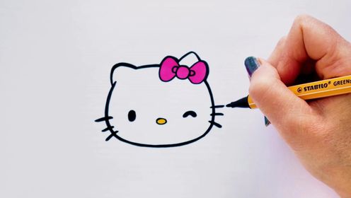 Kitty猫简笔画 洗澡图片