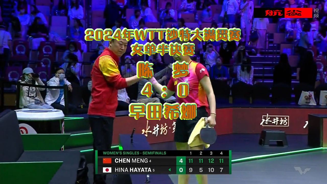 2024年WTT沙特大满贯赛_女单半决赛：陈梦4-0早田希娜_高清