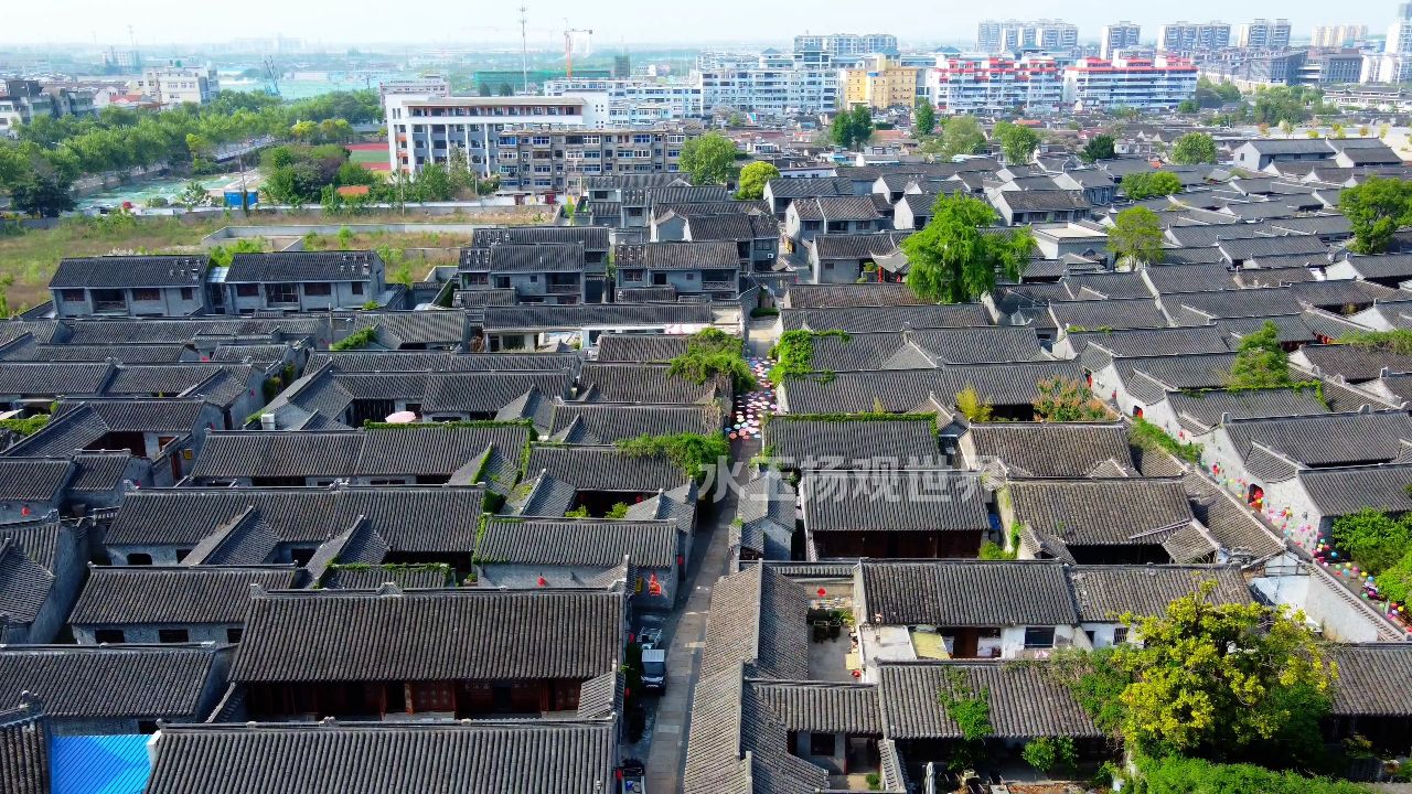 航拍泰州稻河古街区,这里是长江中下游最大的明清古建筑群