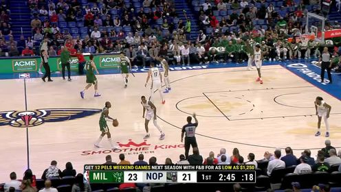 《NBA全场集锦》NBA常规赛：雄鹿vs鹈鹕第1节英文原声回放