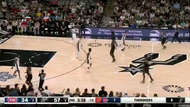 NBA常规赛：活塞vs马刺第2节英文原声回放