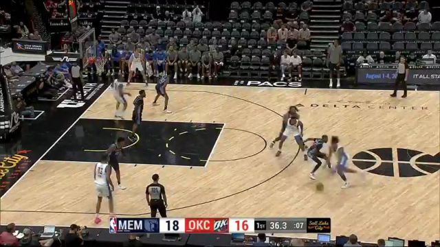 NBA夏季联赛：灰熊vs雷霆第1节英文原声回放