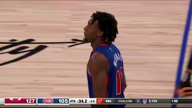 NBA常规赛：公牛vs活塞第4节英文原声回放