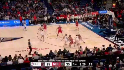 《NBA全场集锦》NBA常规赛：开拓者vs鹈鹕第2节英文原声回放
