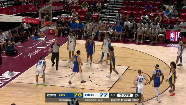 NBA夏季联赛：勇士vs雷霆第4节中文解说回放