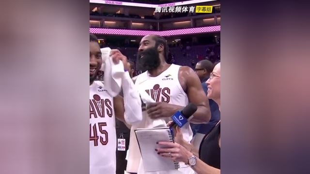 登哥骑士生涯首战2分钟采访纯享版 #哈登 #骑士