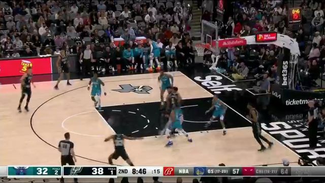 NBA常规赛：黄蜂vs马刺英文原声全场回放
