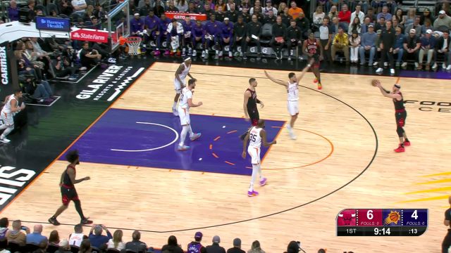 启动之后势不可挡 武切维奇接球冲锋迎着阿伦暴力隔扣