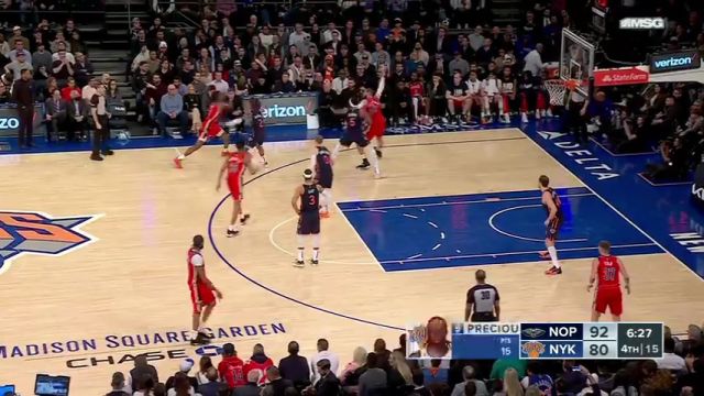 NBA常规赛：鹈鹕vs尼克斯第4节英文原声回放