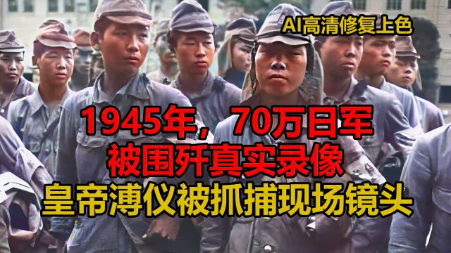 1945年,70万日本关东军被围歼真实录像,50万日俘被送去劳动